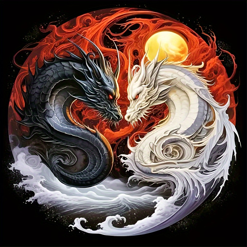 

1pc Dragon Full Round Diamond Art Painting Kit 5d Art Embroidery Cross Stitch Painting Diamond Art Painting Art Diy Handmade Crafts Wall Decoration Home Decoration Without Frame