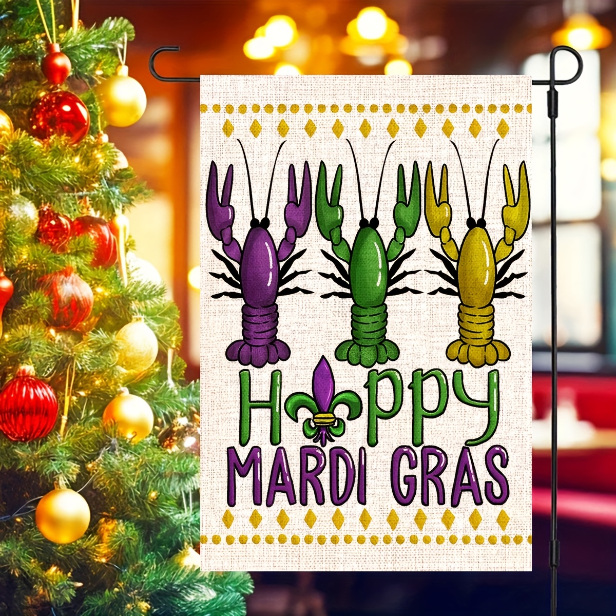 

1pc Mardi - 12x18 Crawfish & , Decor For , No Flagpole Needed