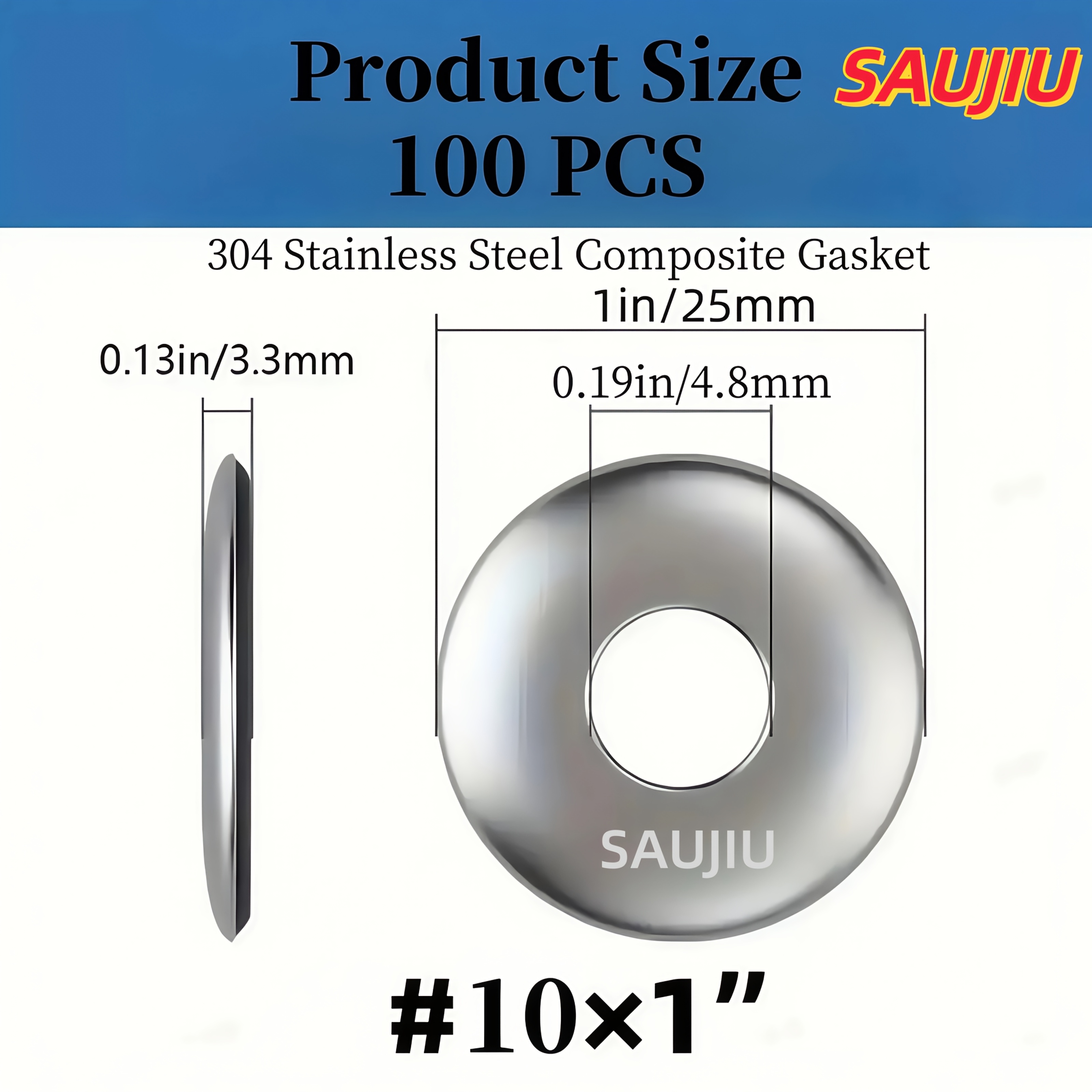 Image of 100pcs 304 Stainless Steel Epdm Washers - Metal Bonding Seal For Drill Tail Screws, Anti-loosening, Shock Absorbing, Anti-slip, Anti-aging, Durable Seal, Multiple Sizes
