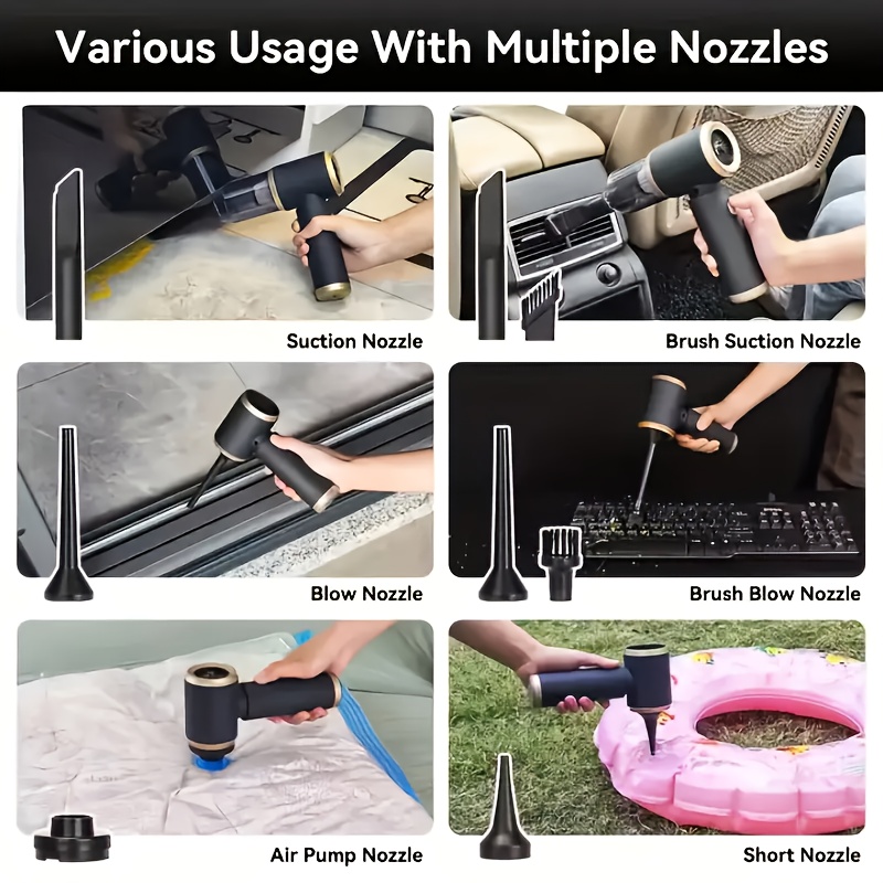 Kabelloser Handstaubsauger, Haushaltsstaubsauger, leichtes Design, 4-in-1-Staubsauger, USB-Aufladung, mit mehreren Aufsätzen, geeignet für Autos, Zuhause, Camping Computer-Tastaturreinigung, ein Einweihungsgeschenk