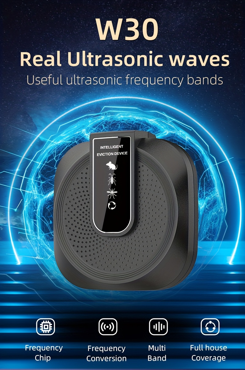 Ultra-Wide Coverage 0-500㎡ Smart Soundwave Technology Pest Repellent & Killer Suitable for Home, USB-Powered AI Drone-Free Insect Control, Safe for Pets &, Odorless Bug Zapper for Mice, Roaches, Spiders, Flies, Mosquitoes