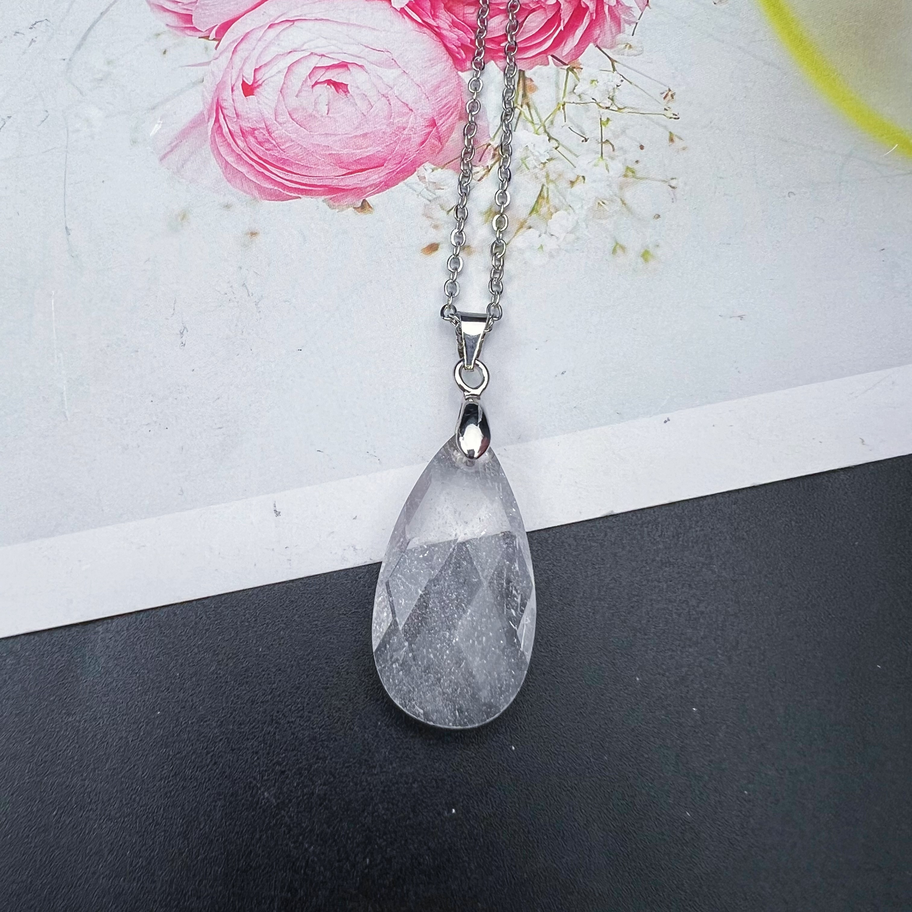 1pc natural crystal pendant necklace holiday gift for men women 1pc clear quartz 12
