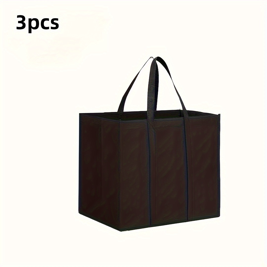 TEMU 3pcs Durable Woven Reusable Shopping Bags, Washable & Foldable Tote Bags For Simple Grocery Shopping, Grocery Bags