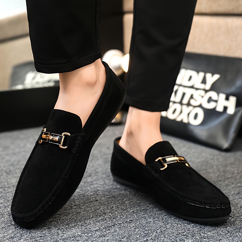 A Set of Stylish, Single-Color Luxury Casual Shoes for Men, Featuring a Round Toe And Flat Design, Comfortable Slip-On Style, Suitable for Different Events