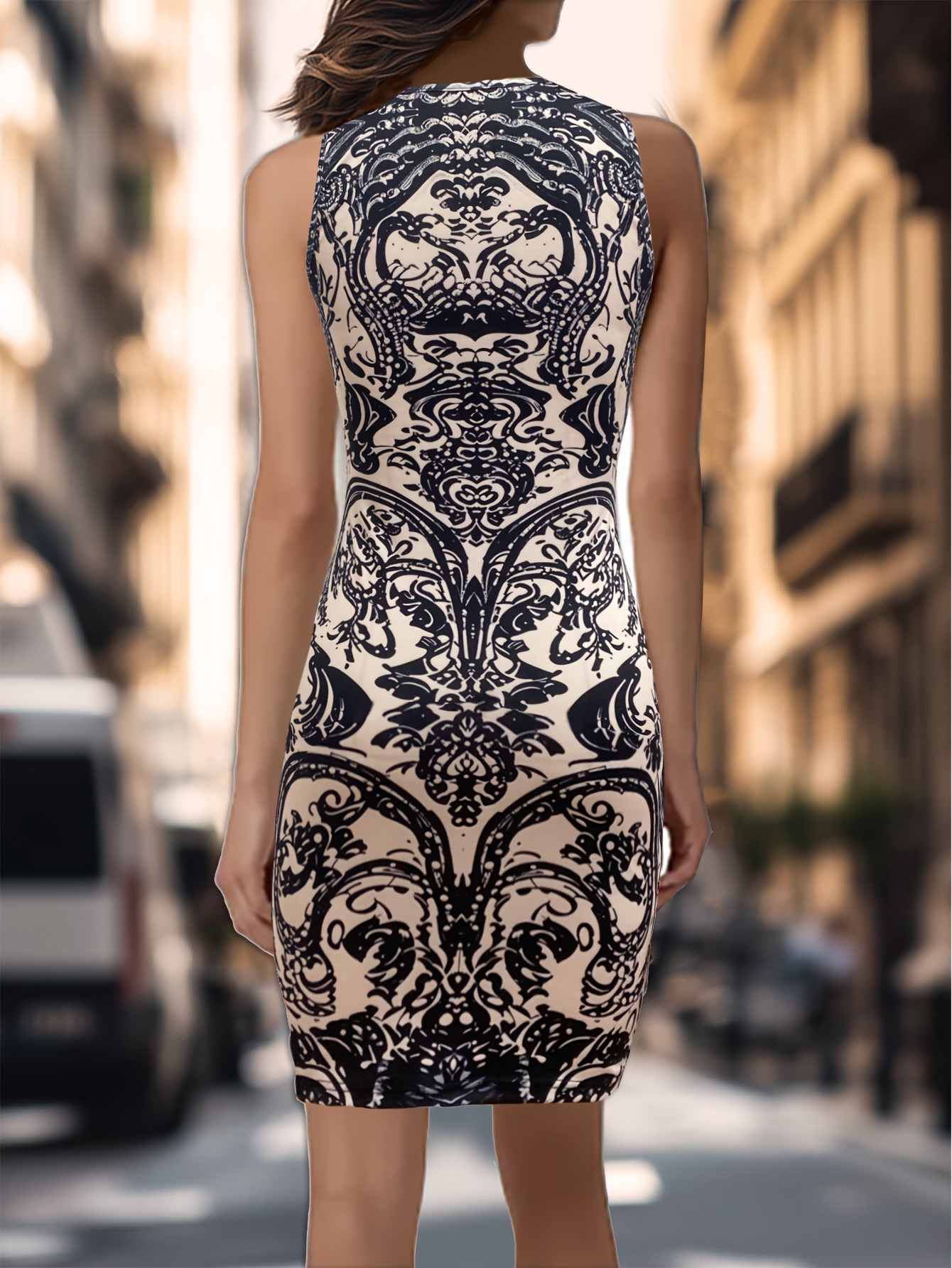 robe crayon manches à motif baroque robe mini Temu Switzerland