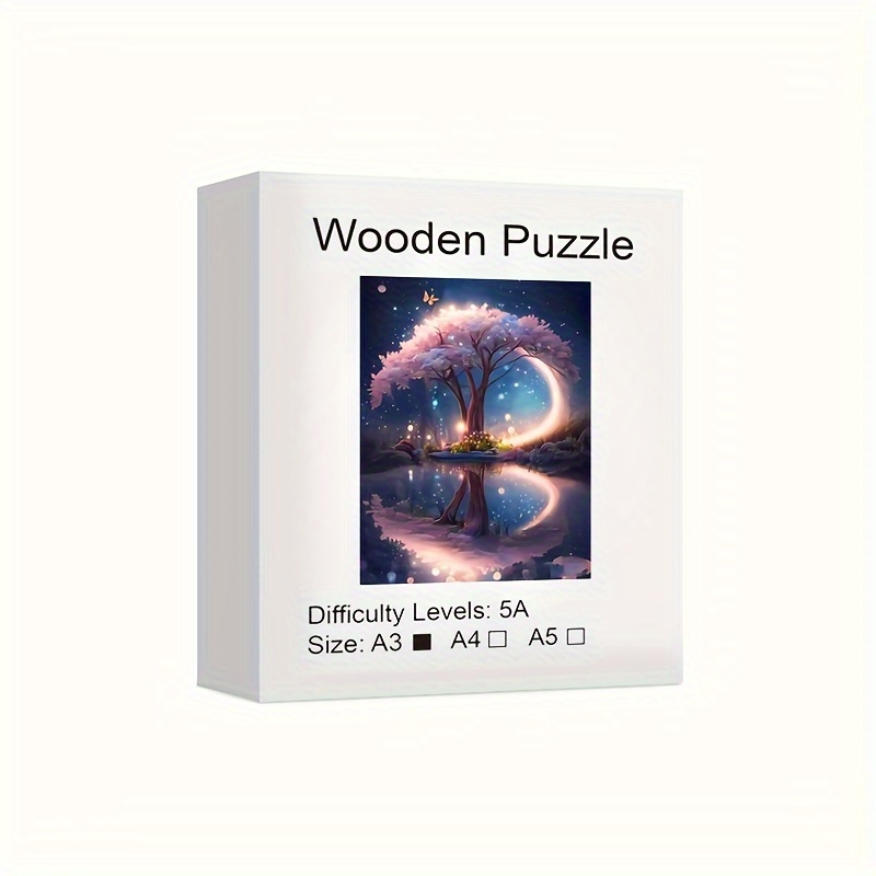 Image of Wooden Jigsaw Puzzles, Trees And Theme, Animal Shaped Pieces Stress Relief Toys, Christmas Birthday Gifts Family Games, Home Decor