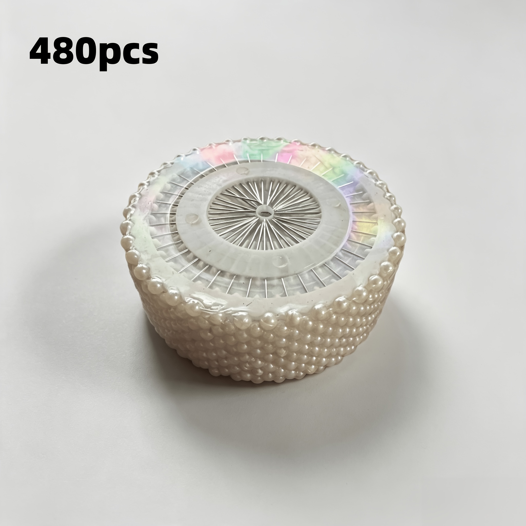 TEMU 480 pièces aiguilles à coudre droites couleur avec perles rondes pour coiffe, aiguilles à matelasser, accessoires de couture, loisirs créatifs