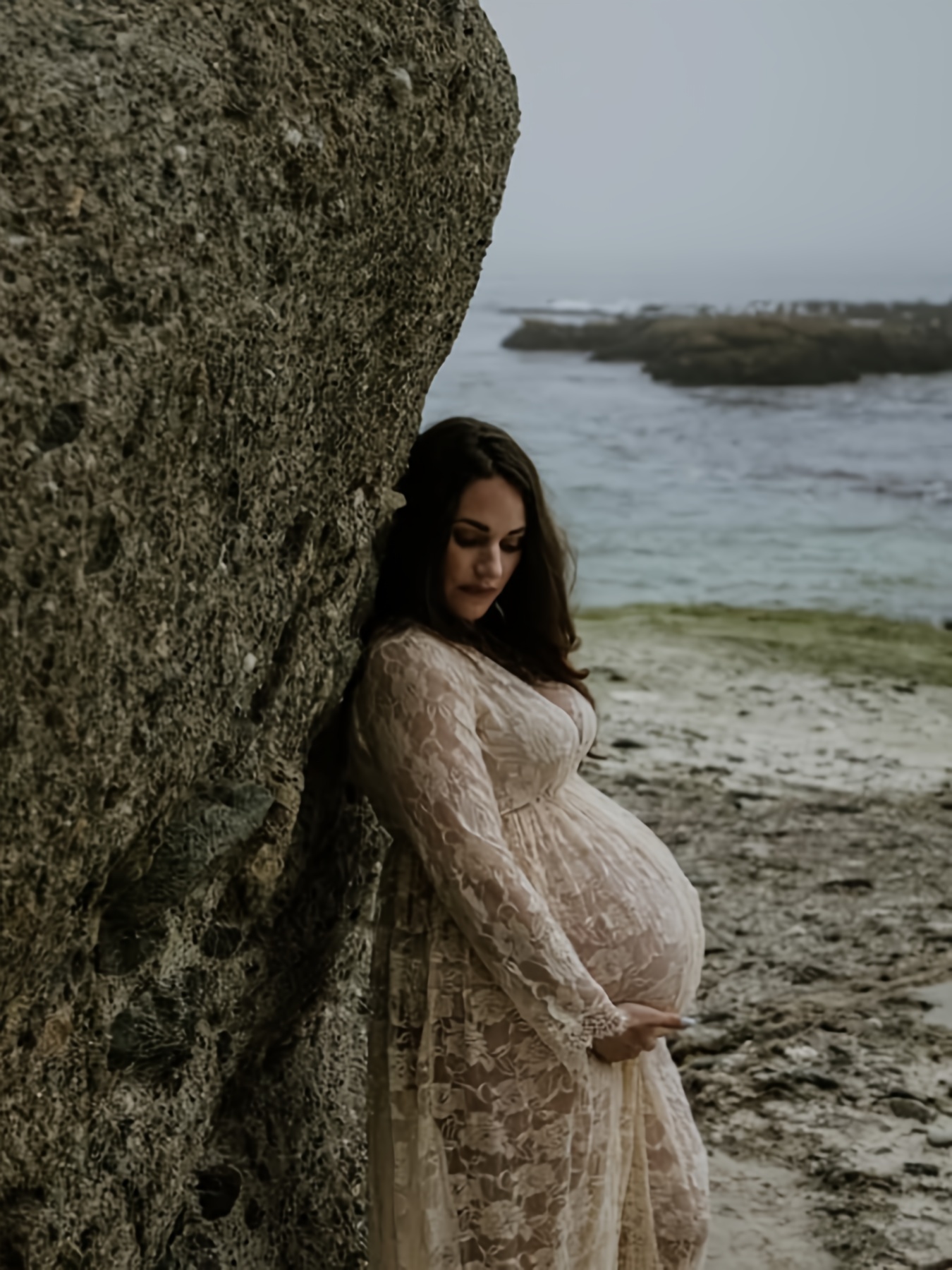 womens maternity dress deep v neck see photoshoot long - Temu Philippines