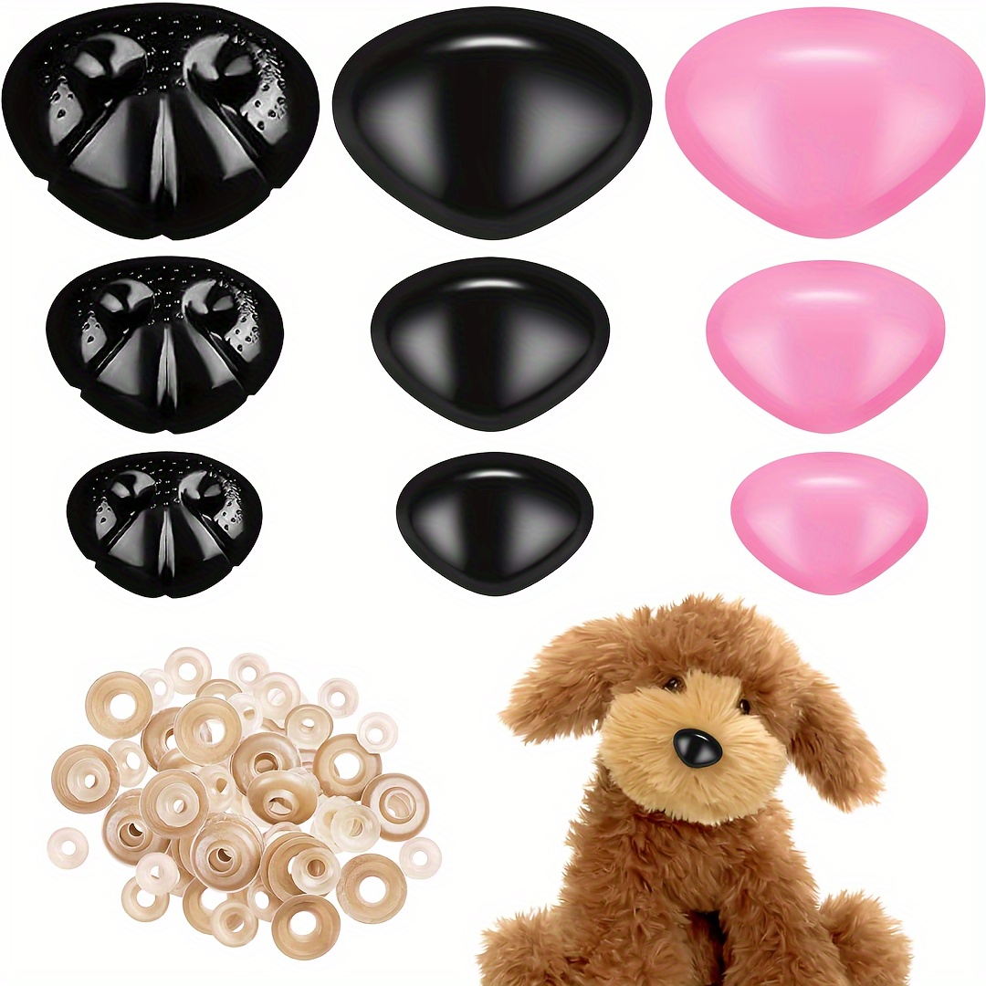 

90pcs Nez de sécurité pour grand nez de sécurité rose pour animaux en peluche nez de poupée nez au crochet avec rondelles 11mm 15mm 20mm pour artisanat poupée marionnette accessoires d'ours en peluche