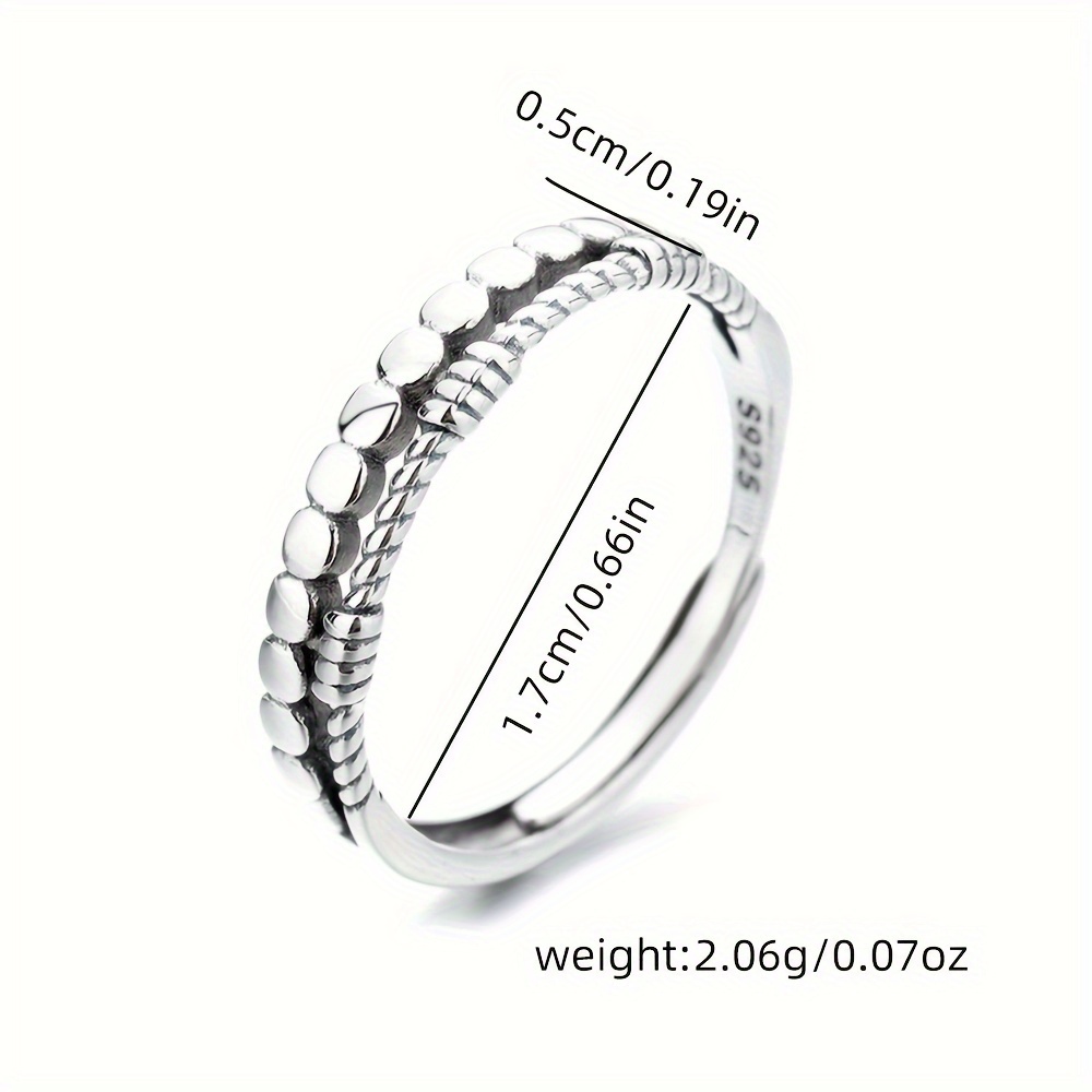 S925 Pure Silvery Retro Geometric Chain Ring, Unique Gift