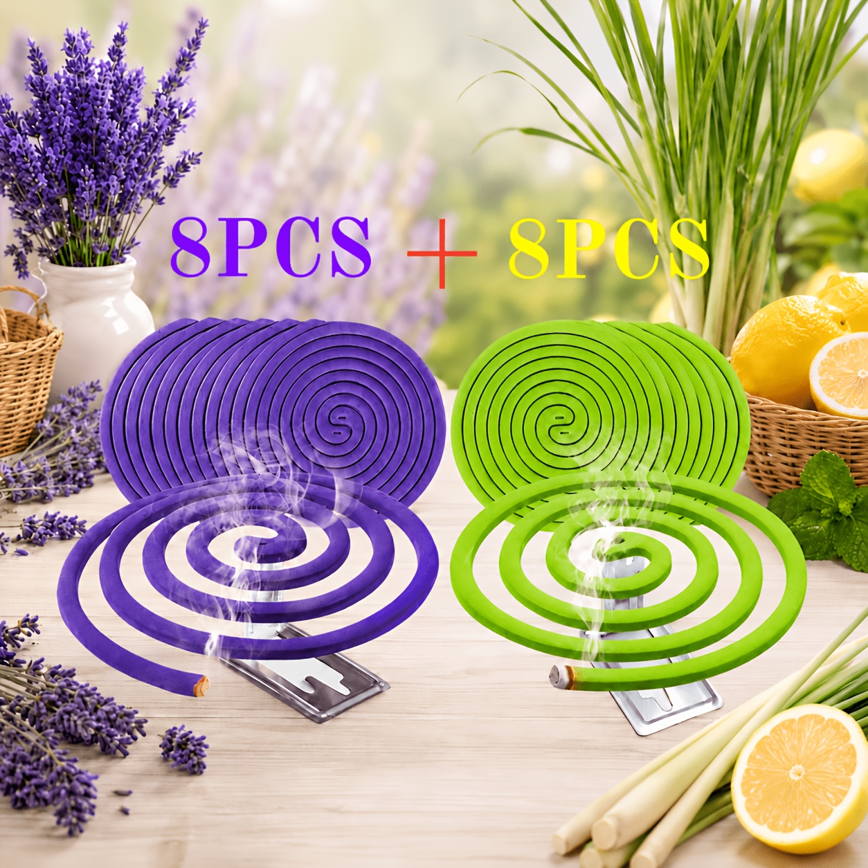 Image of 16pcs Large Thickened Scented Disk Set | Lavender, , Rosemary, Citronella, And Mint Leaf Fresh Herbal Fragrance | . 7 Hours | Suitable For Courtyards, Camping, Living Rooms, Bedrooms