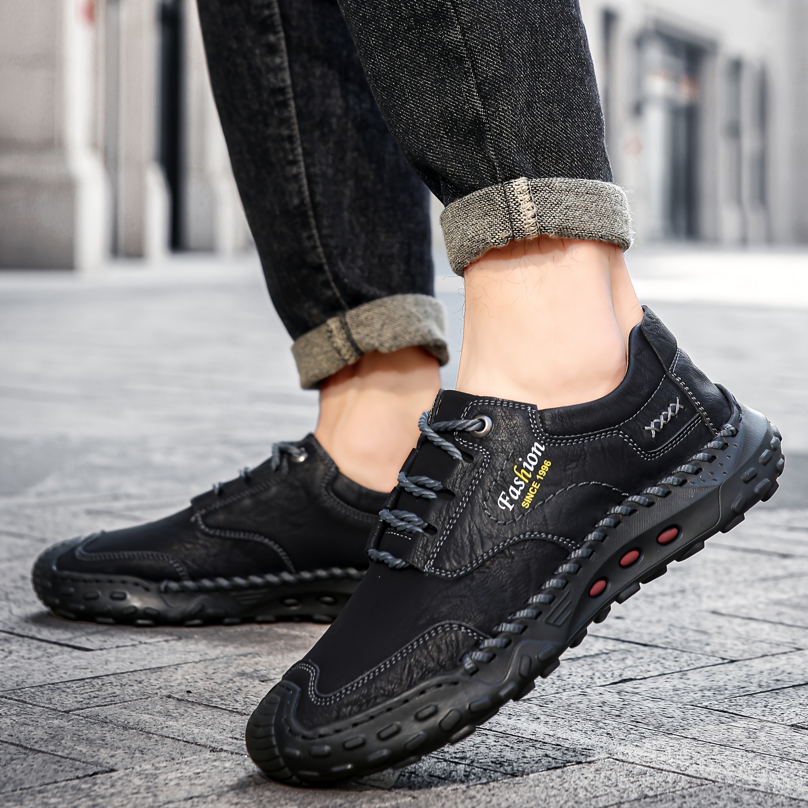 duurzame heren wandelschoenen met veters en lage bovenkant