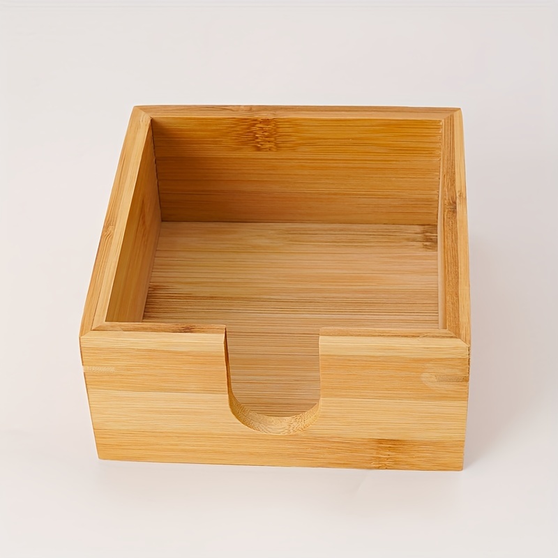 

Bamboo Tissue Box Holder Square - Wooden Napkin Dispenser With For Home And Office Use