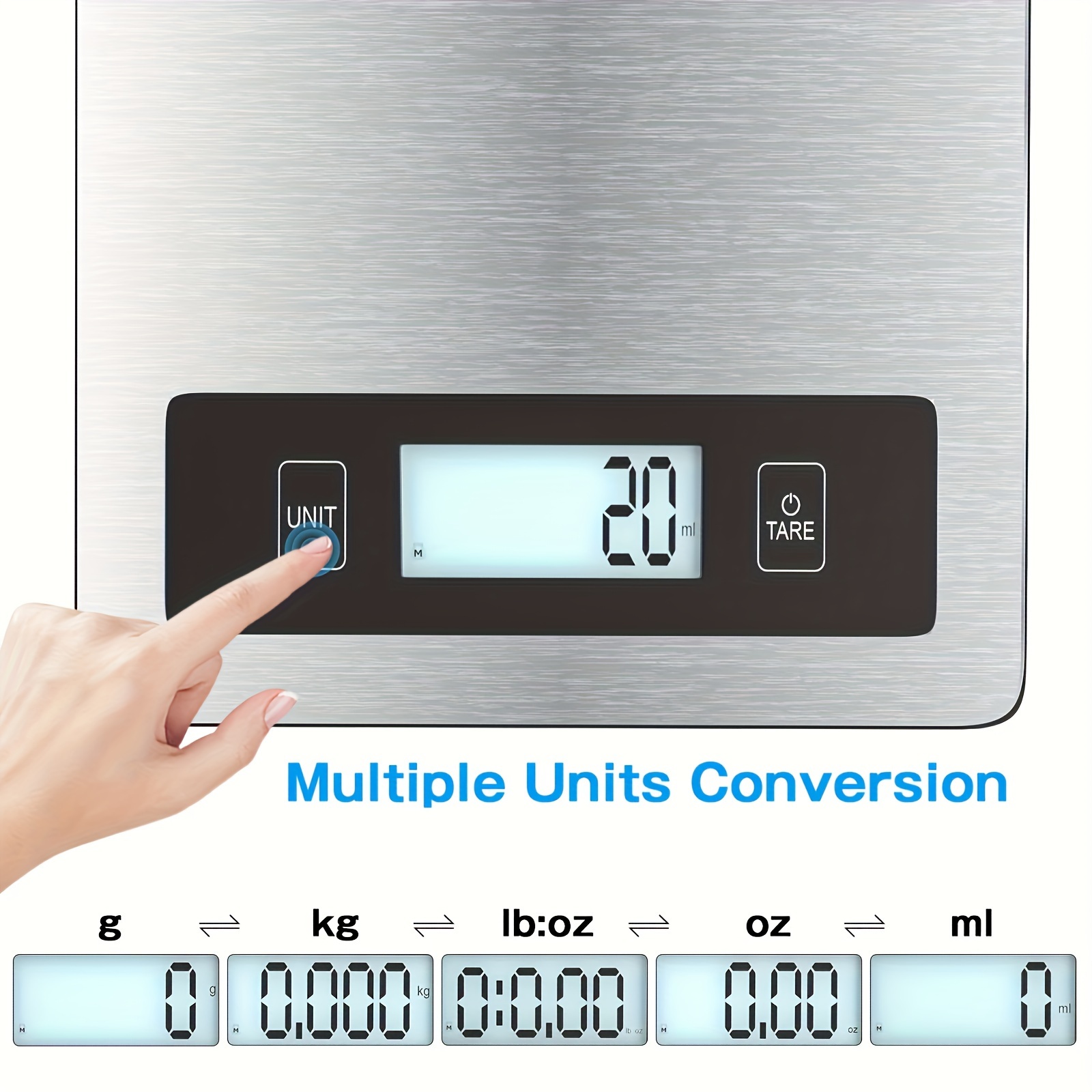 [High-Precision Digital Scale] 11Lb/5kg Digital Kitchen Scale - High-Precision Stainless Steel Platform with Dual Power, Large Display for Ounces, Grams & More - Perfect for Cooking, Baking & Meal Prep