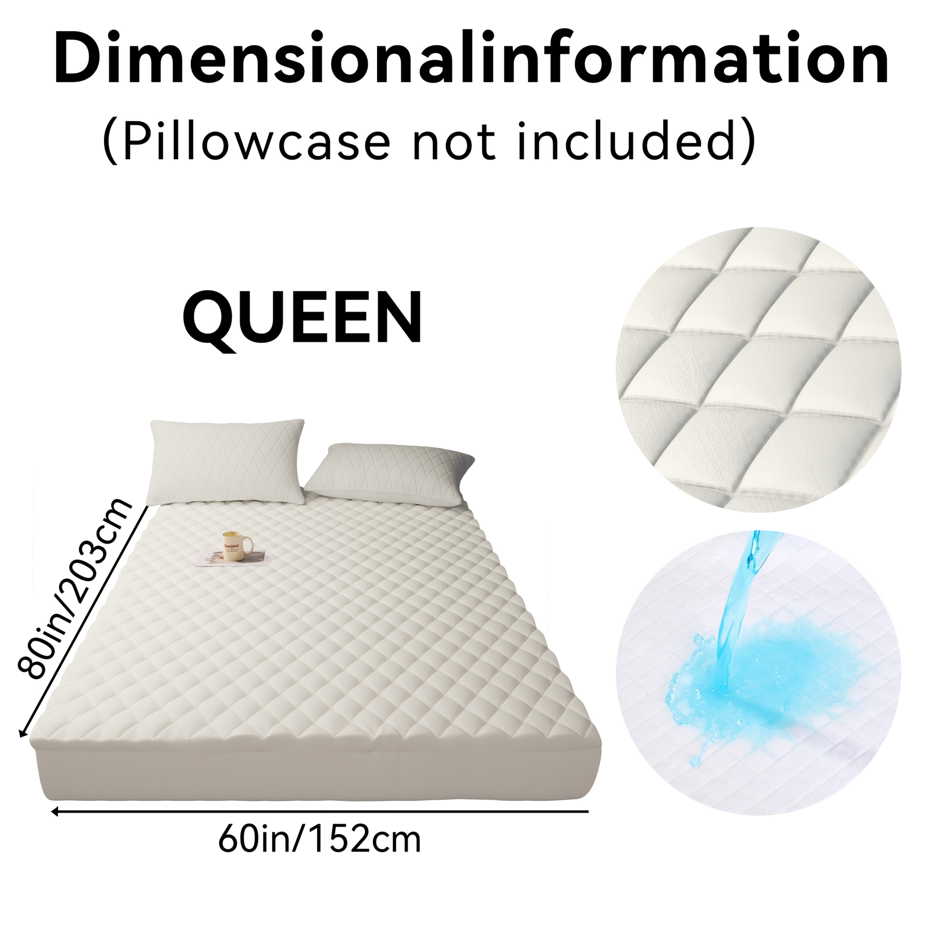 1pc Waterproof Non-Slip Mattress Protector, Solid Colour Quilted Bed Cover with Deep Pocket-Bed Bug Mattress Protector, Warm & Breathable Bedding for Bedroom, Guest Room Or Hotel, Perfect Gift for Family And Couple, Christmas Gift (No Pillowcases) 27 1pc Waterproof Non-Slip Mattress Protector, Solid Colour Quilted Bed Cover with Deep Pocket-Bed Bug Mattress Protector, Warm & Breathable Bedding for Bedroom, Guest Room Or Hotel, Perfect Gift for Family And Couple, Christmas Gift (No Pillowcases) - Image 27