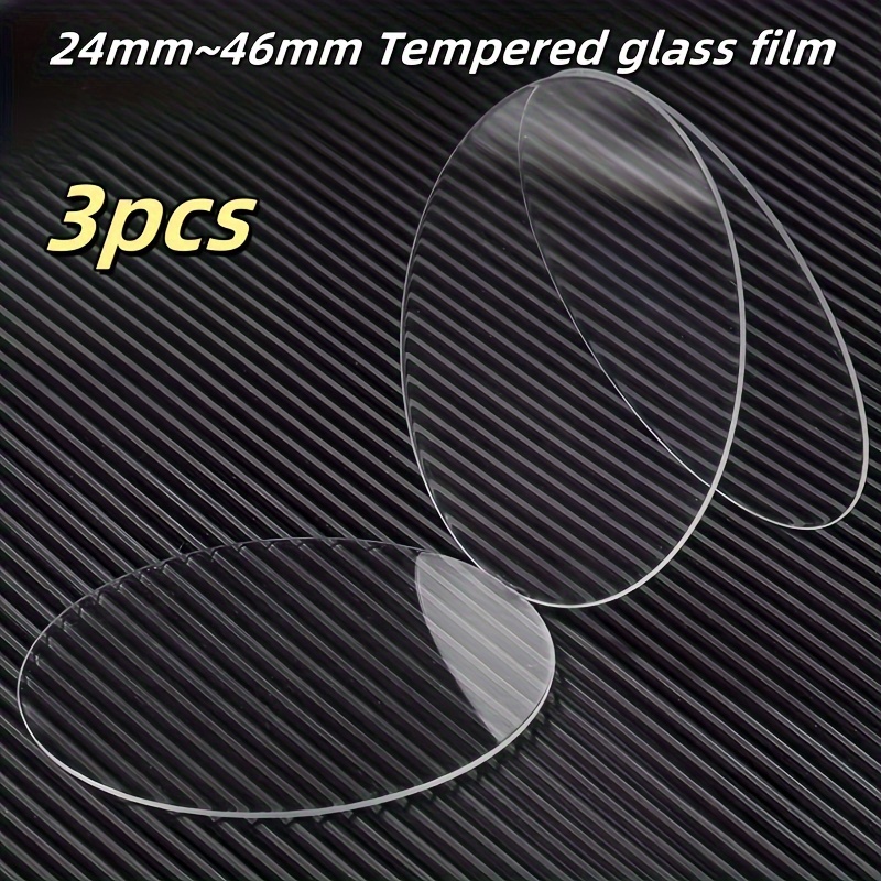3pcs Tempered Glass Screen Protector for 24Mm/2.39 cm-46Mm/4.6 cm Series Flat Round Screen Smart Watch, Anti-Scratch, Anti-Fingerprint