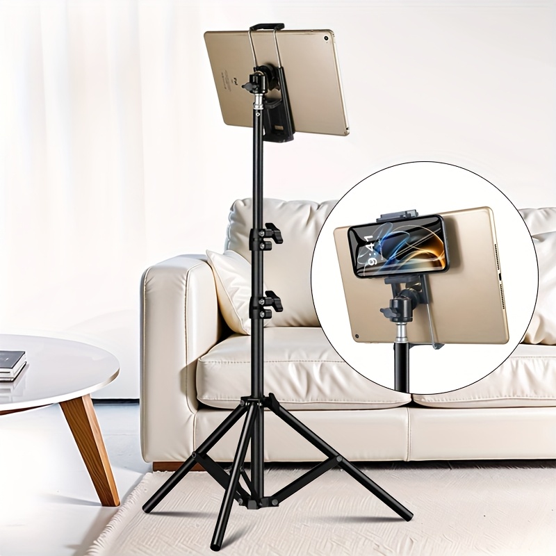 TEMU Supporto Universale per Telefono/Tablet a Treppiede in Metallo, Altezza Regolabile 50-120 cm/19,6-47,2 pollici