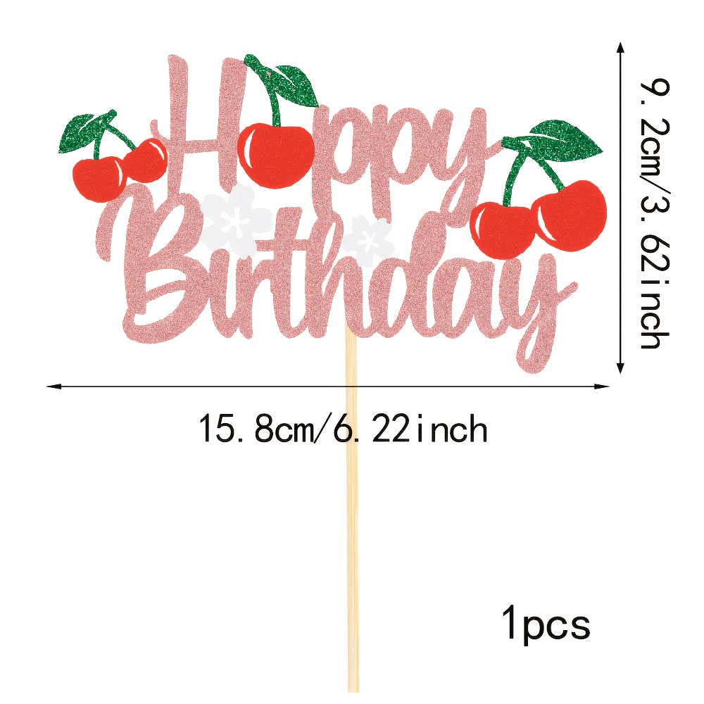 Image of 1-pack Birthday Cake Topper, Fruit Birthday Cake Decoration, Girls' Birthday Cake Decor，school