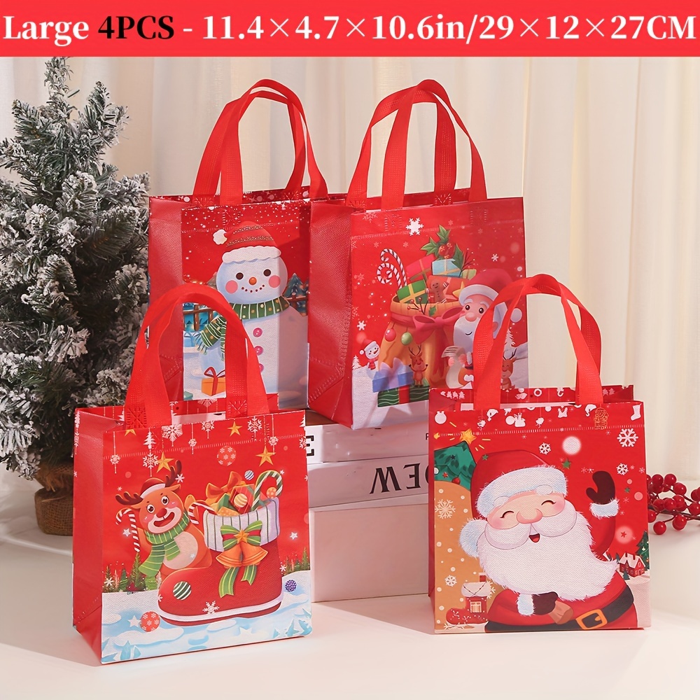 8 Pack Extra Large Christmas Gift Bags - 16.9x12.6x7.1 Inch Reusable Tote Bags