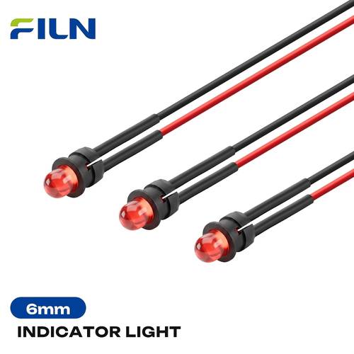 Artikelbild 3 stk. 3 stk. 6 mm led-kontrollleuchte, für zuhause, heimwerken, öfen & geräte, vorverdrahtete warnsignale mit pa66-gehäuse, rot/ /blau/weiß, niederspannung (12v-24v) für alarm, stromkreisersatz, installation