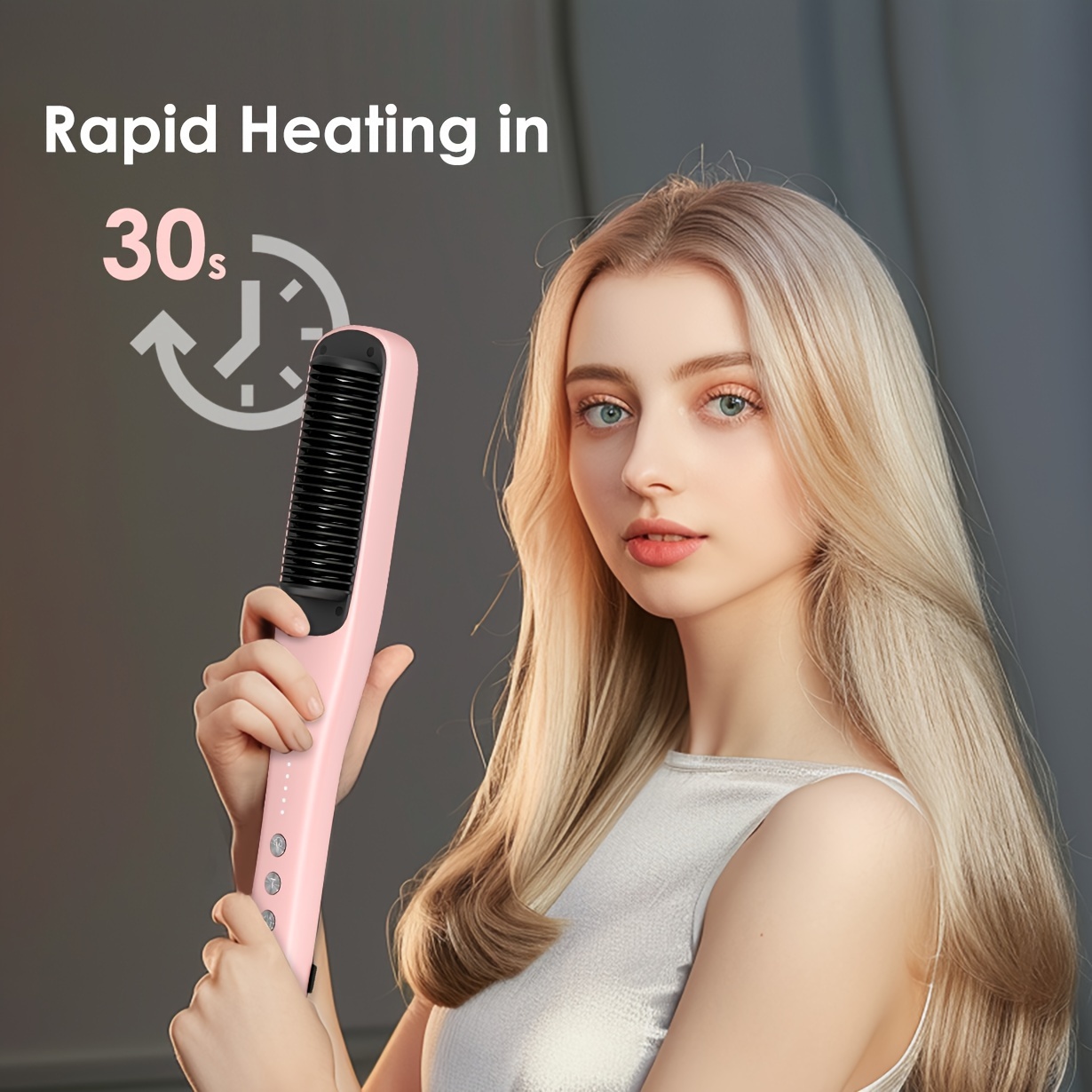 

Hair Straightener Brush, Straightening Comb With Steam, 3 Temp Settings & 20s Fast Heating, 120 Voltage&30-minute Auto Shut-off, Steam Design For Hair Treatment- Gifts For Women