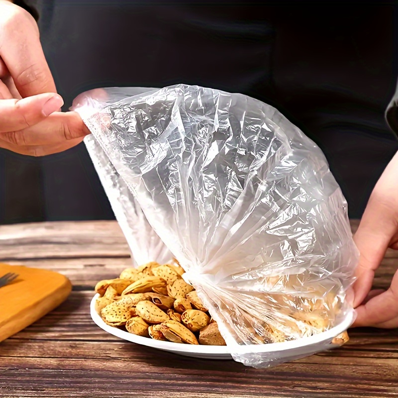   300 pcs food grade pe fresh keeping bags disposable cling film for kitchen use elastic mouth bowls cover   food and prevents dust suitable for   rice and vegetables   and   details 1