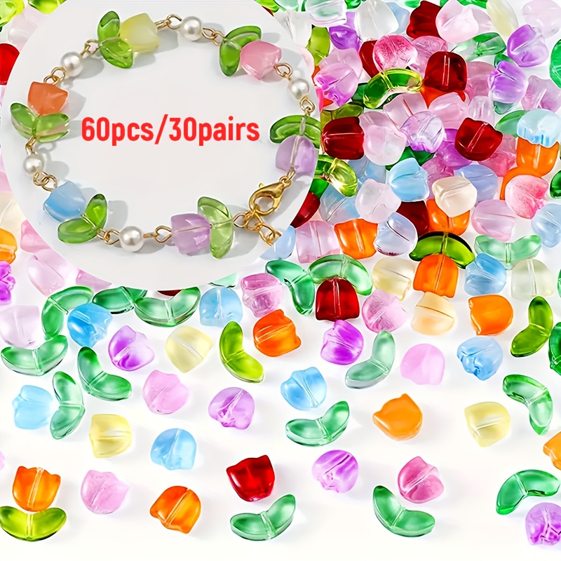 TEMU 60pz/30paia Perline in Vetro a Forma di 7mm-14mm per Creazione Gioielli Fai da Te, Braccialetti, Collane, Orecchini a , Portachiavi, Decorazioni
