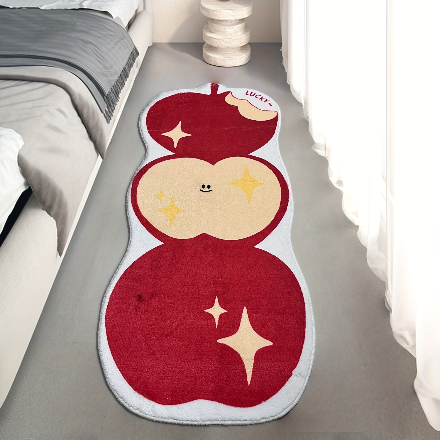 1pc cartoon soft bedside mat with cute     washable easy to care rugs for bedroom rugs for living room home decoration mat festive decoration mat long mat 15 74x39 4in 19 68x47 24in 10mm thick Product details 1