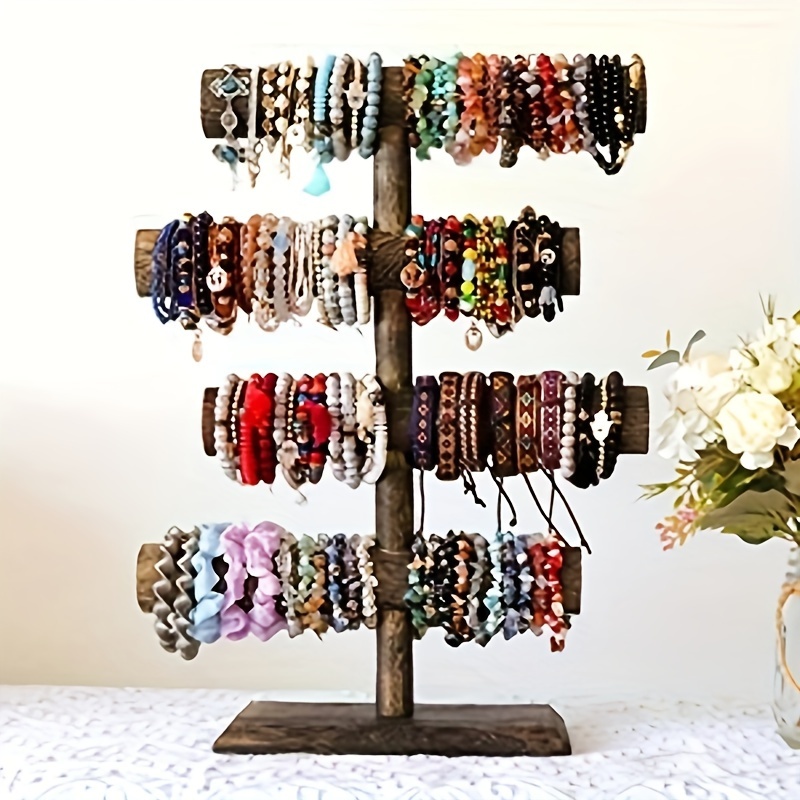 

4 Wooden Display Jewelry Stand Jewelry Bracelet Necklace Jewelry Stand Display Organizer,