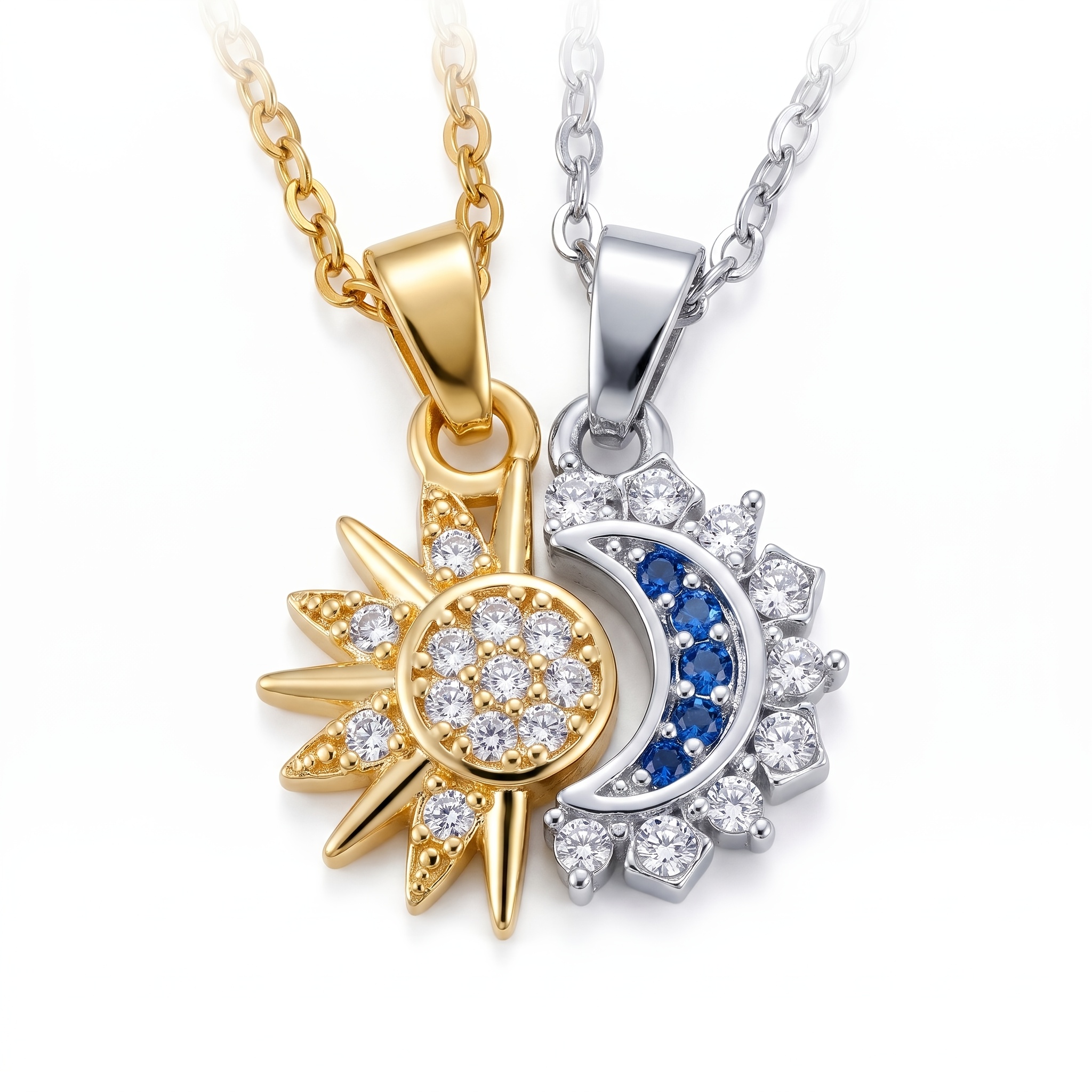 TEMU 2pcs Pendant Necklaces, Elegant Luxurious Style Cubic Synthetic Synthetic Zircon​​ Decor, Suitable For Daily Wear And Holiday Gifts