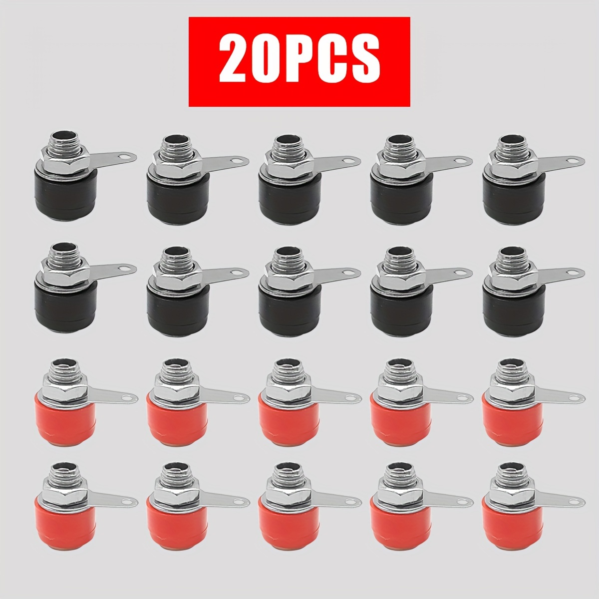 Image of 20pcs Banana Socket, 4mm Banana Plugs Socket Connectors Binding Post Terminal Wire Connectors For 4mm Banana Plugs Connectors, Audio Equipment(10 Black And 10 Red)
