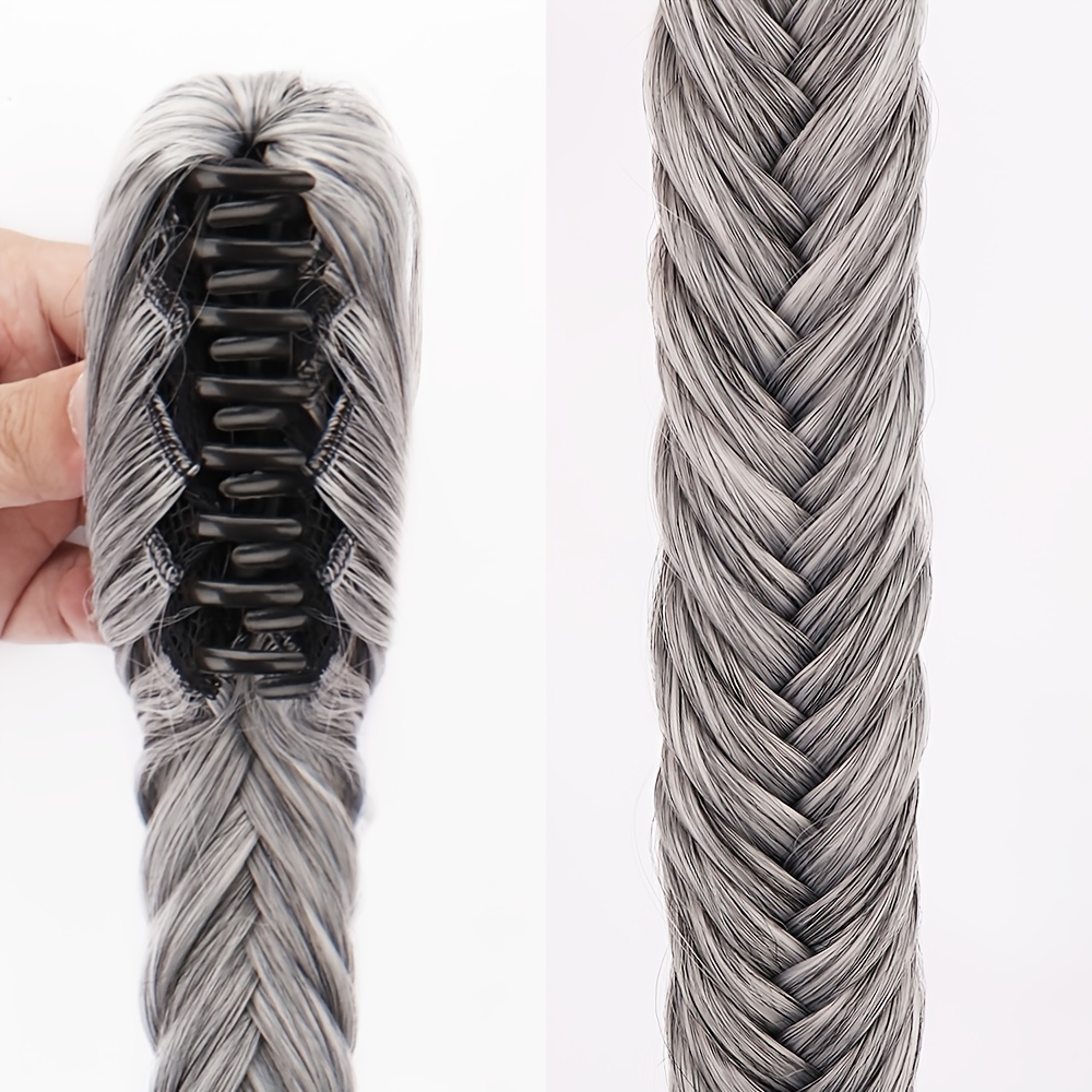 TEMU Brown Long Hair, Ponytail, Fishbone Braided Ponytail, Synthetic Fiber Ponytail, Convenient To Wear, Suitable For Women To Increase Hair Volume And Extend Hair