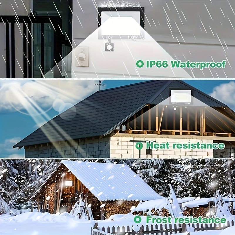 IP66 LED prožektorius, skirtas naudoti lauke ir viduje, su judesio davikliu, storas baltas 30W/50W, tinkamas kiemams, važiuojamosioms dalims, garažams, koridoriams, sodams, statybvietėms, gamykloms, uostams, krepšinio aikštelėms, stadionams, sandėliams