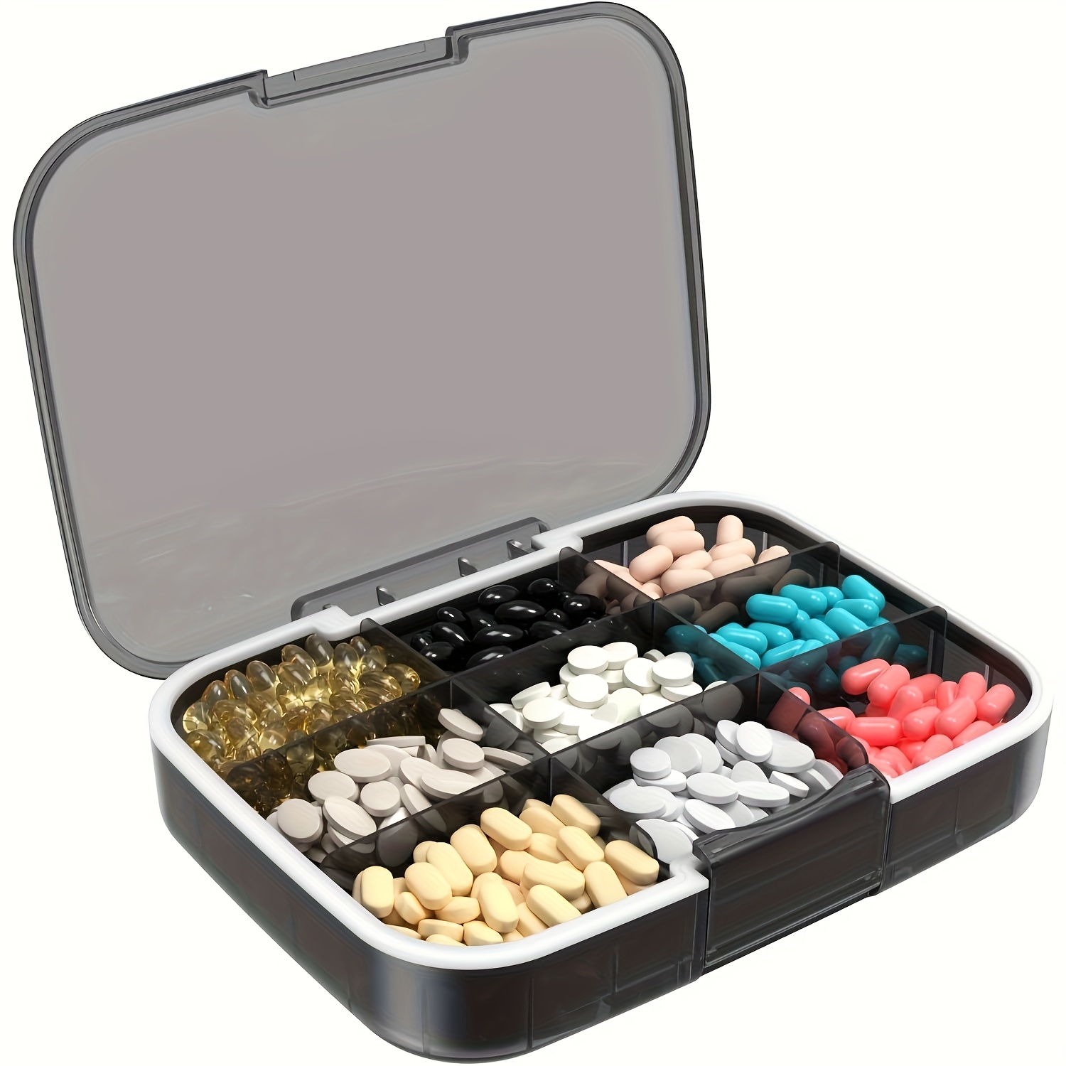 TEMU Large Capacity Pill Organizer: Extra Compartments For Vitamins, Medications, And Supplements