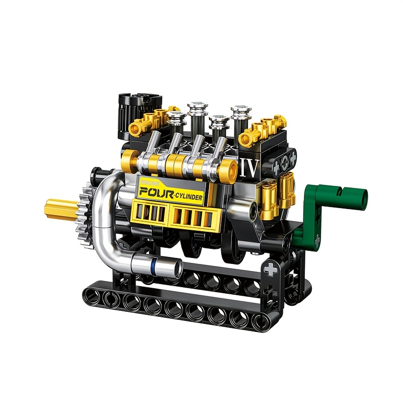 TEMU Assembled Mechanical Engine Structure Building Blocks, Block Model, Durable Abs Material, Realistically Reproduces Engine Working , Model Kit