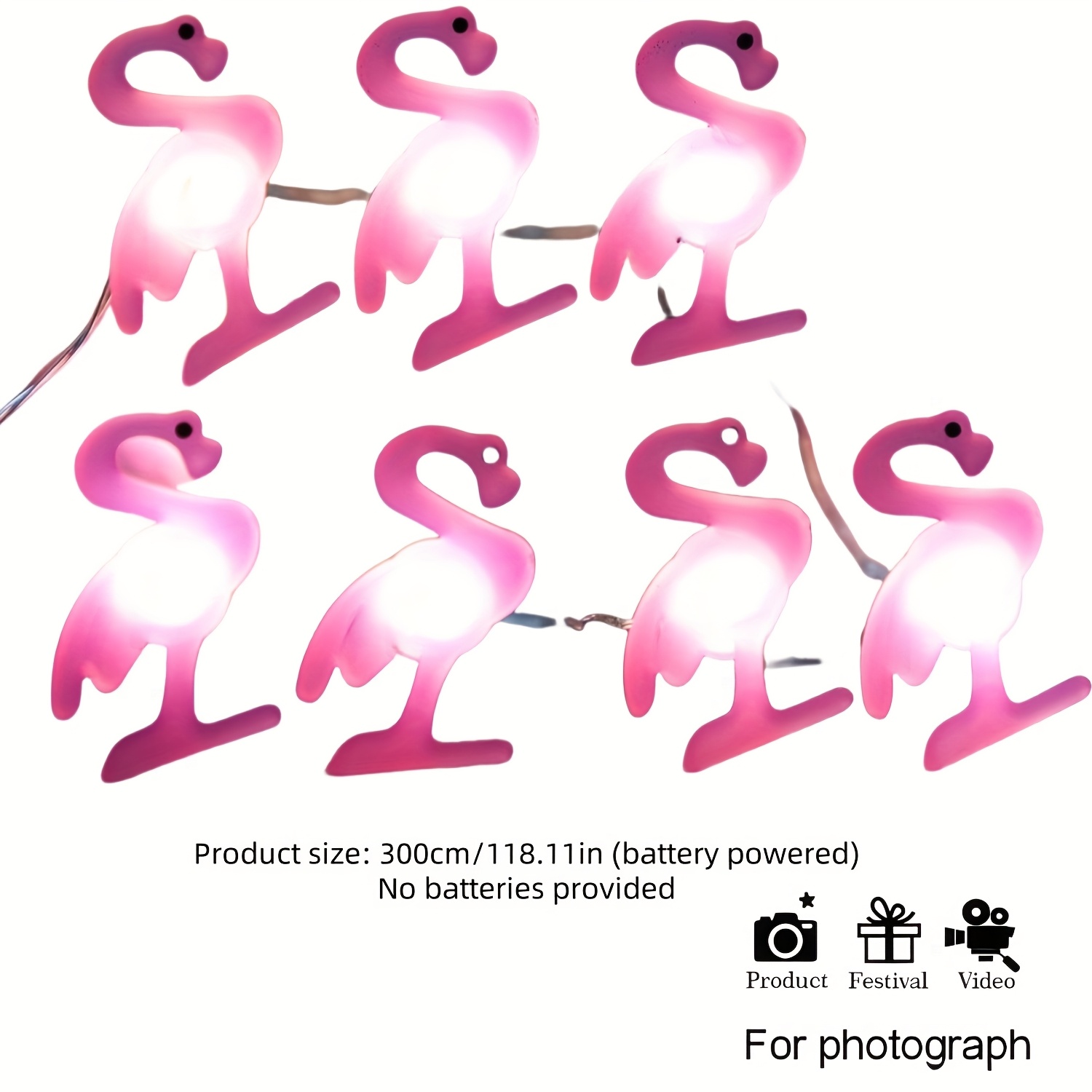 Flamingo String Lights Fairy Tale Theme Battery Powered Led Lights For Birthday Summer Room Bedroom Decor Studio Photography Props Background Lighting