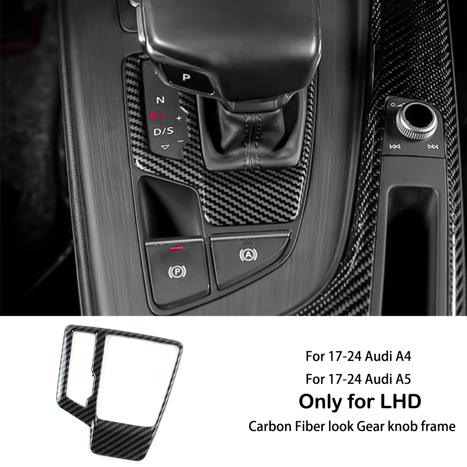 For A4 Sedan A5 B9 2017-2024 Lhd Carbon Fiber Pattern Center Console Gear Shift Frame Decoration Cover Trim For A4 A5 Panel Trim Car Interior