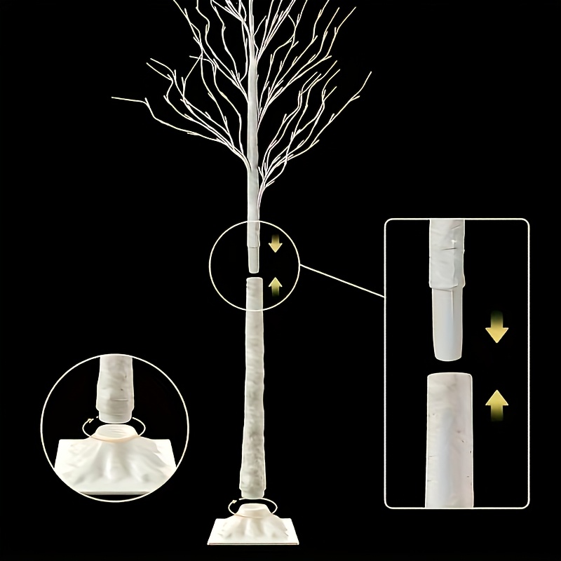 TEMU 6ft, 1 Set Of Birch Lights, Warm White Led Lights, Christmas Decorations For Family Bedroom Party. Usb Power Supply, 8 Function . Romantic