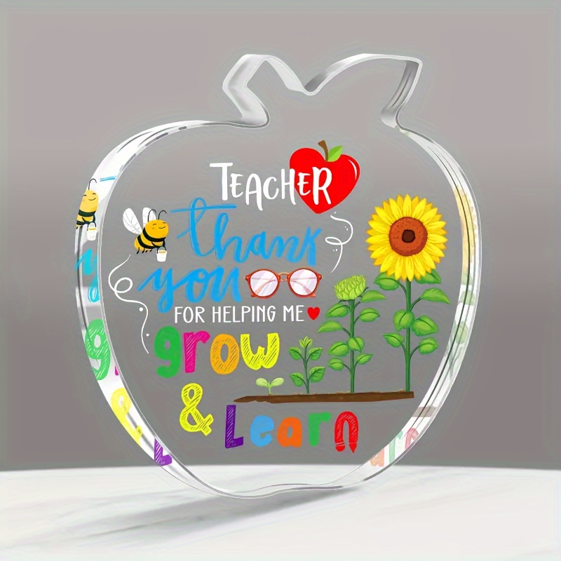 

1pc, Thank You Teacher Paperweight - Perfect End Of Year, Back To School, Graduation, Or Retirement Gift For Women And Men - Show Your Appreciation For Helping Me Grow And Learn