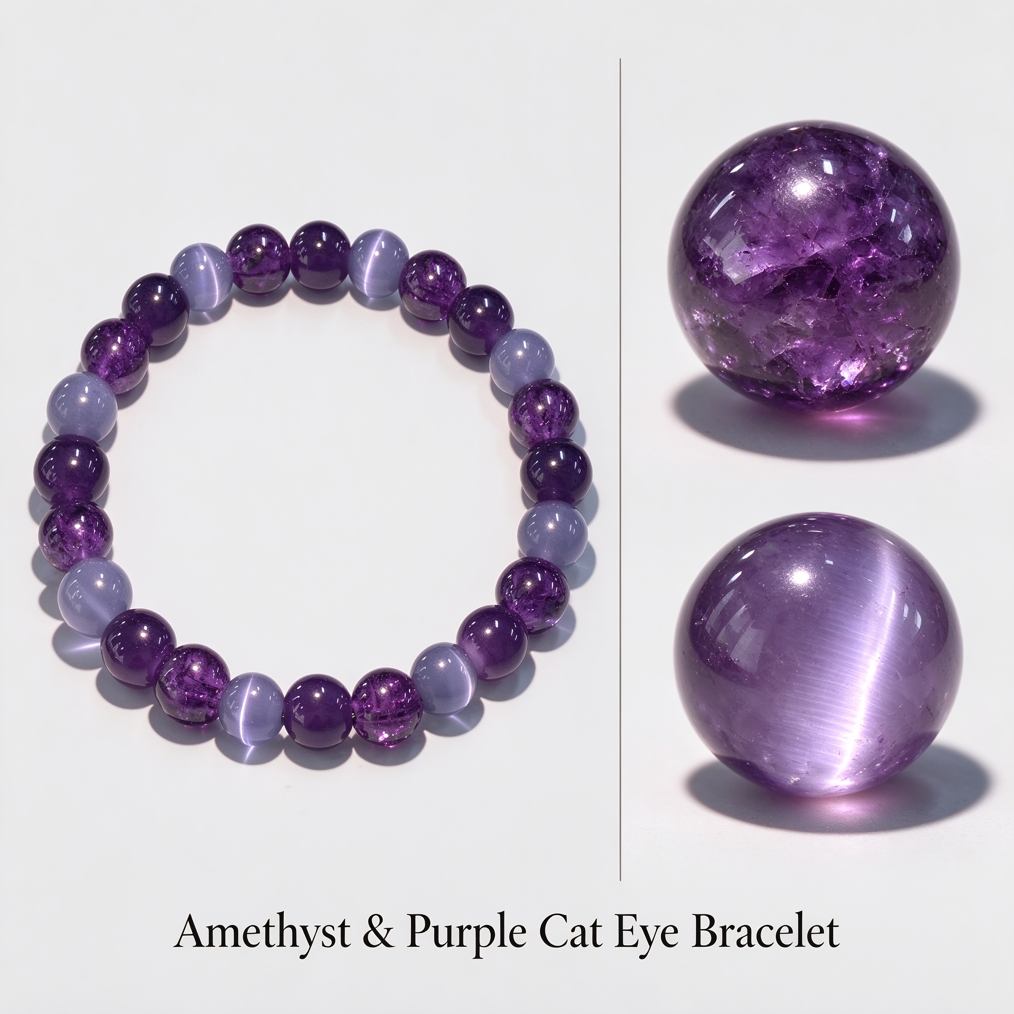 Women's Dreamy Faux Amethyst & Purple Cat's Eye Bracelet