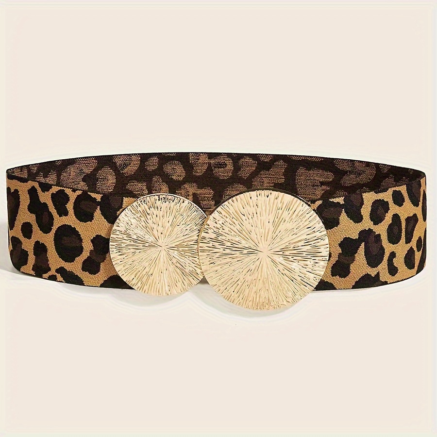 E-shop Großer runder Gürtel mit Leopardenmuster und elastischem Bund für Damen, zum Verzieren von Mänteln und Kleidern