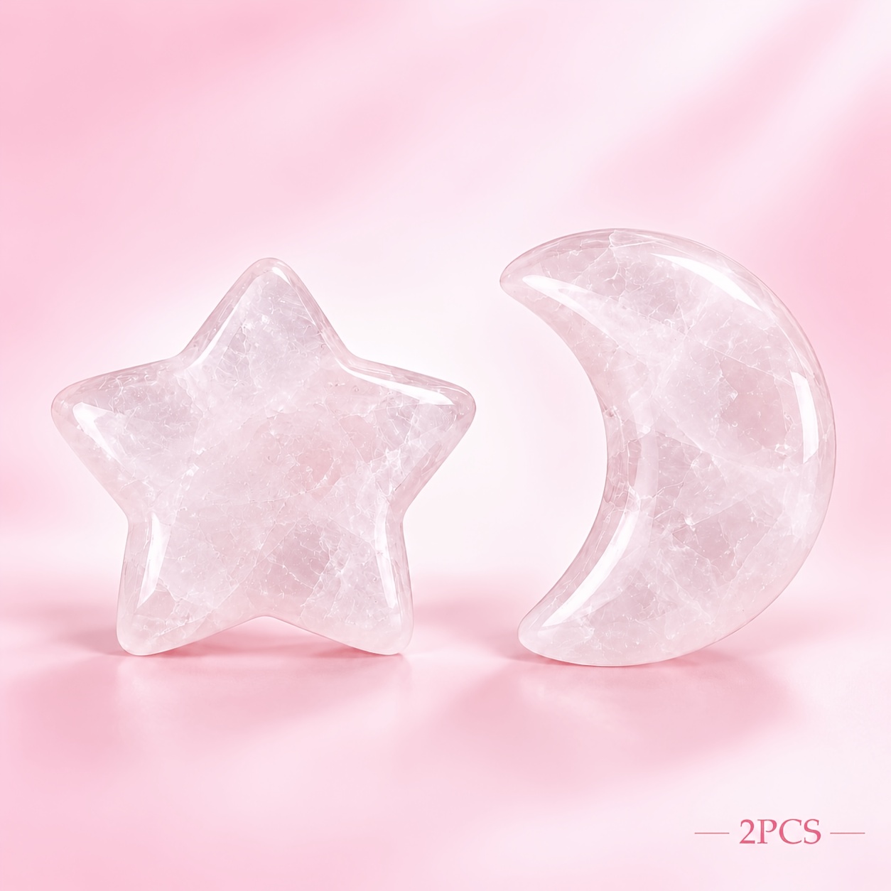 TEMU 2/4/6pcs Rose Quartz Star And Moon Stone Set, Polished -point Star And Moon-shaped Stones For Crafts, Jewelry Making, Home Decor, , And Gifts