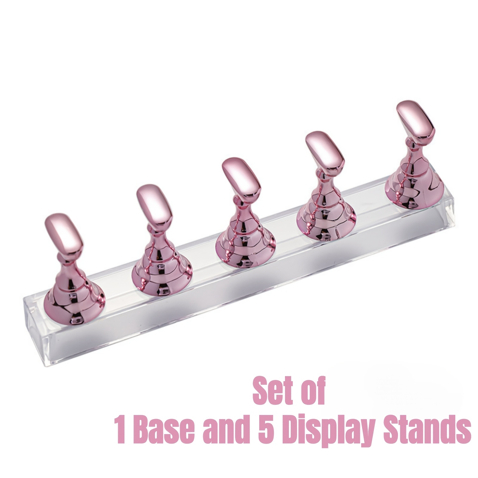 Image of Pink Acrylic Nail Art Display Stand - Magnetic Press-on Nail Holder For Practice & Salon Decor, Beginner Friendly Kit Accessories
