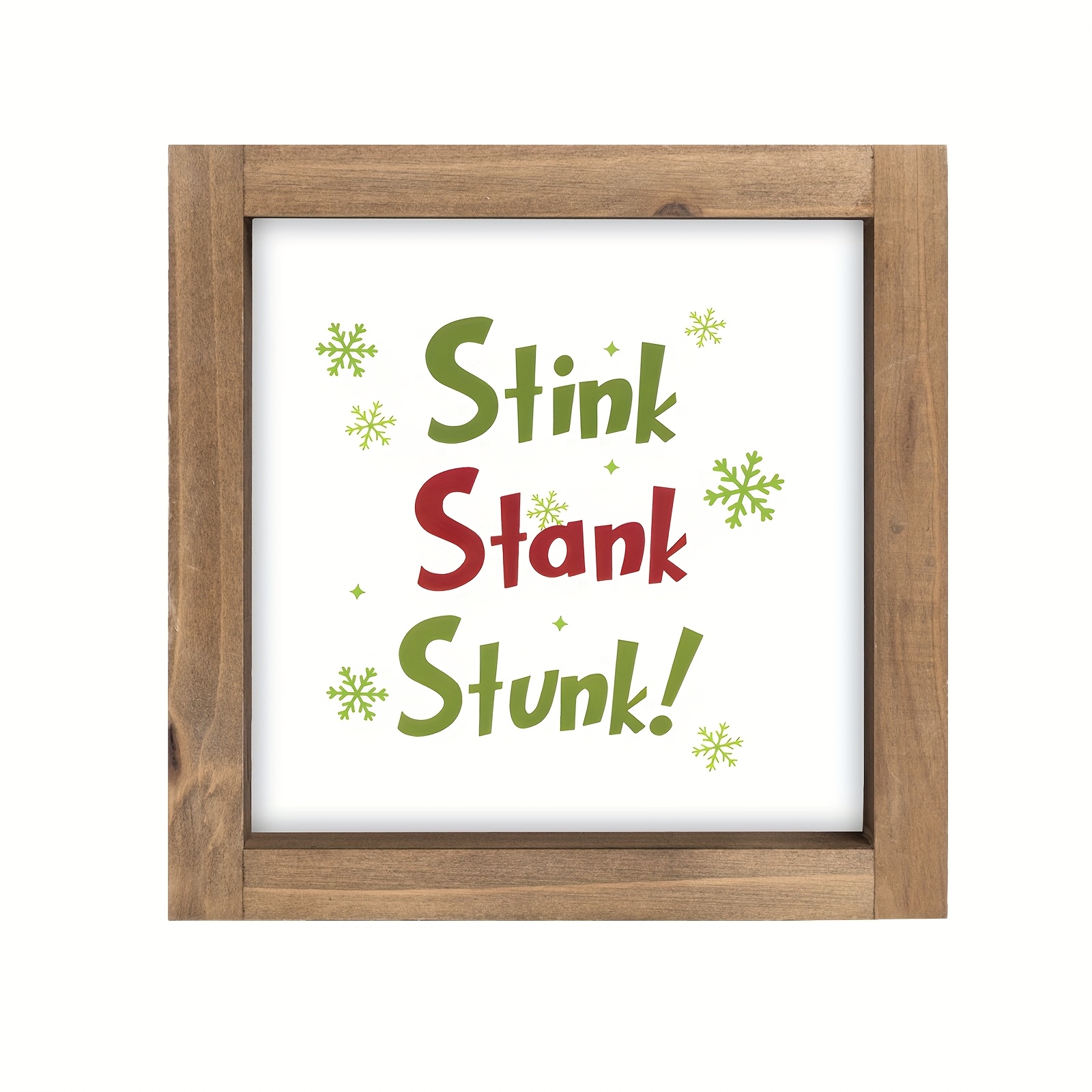 TEMU Stink Sign, 6in Wooden Funny Christmas Bathroom Decor, Xmas Holiday Decorative Signage Indoor Table Toilet Shelf Half Bath Wall Art Restroom