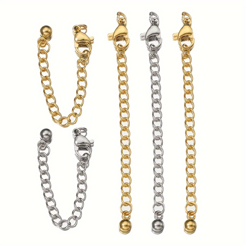 

5pcs Stainless Steel Extension Chains With Ball Bead Pendants & Lobster Clasps - Diy Jewelry Making Supplies For Bracelets And Necklaces Beads For Jewelry Making Beads For Bracelets