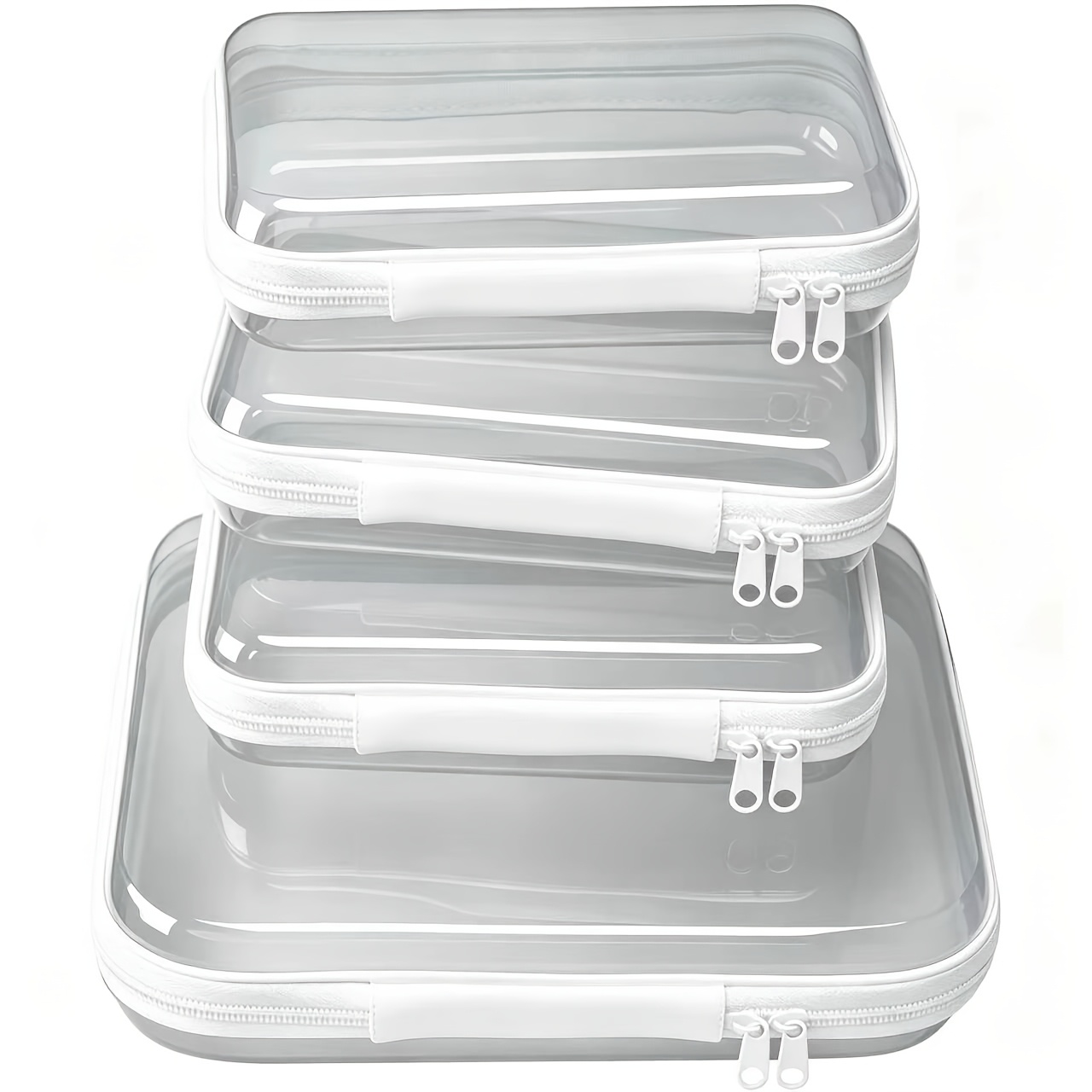 TEMU 4pcs Set Of Transparent Zipper Pouches In , As Zipper Cases, Travel Toiletry Bags, Diaper Bags, Toiletry Pouches, Travel Storage Bags,