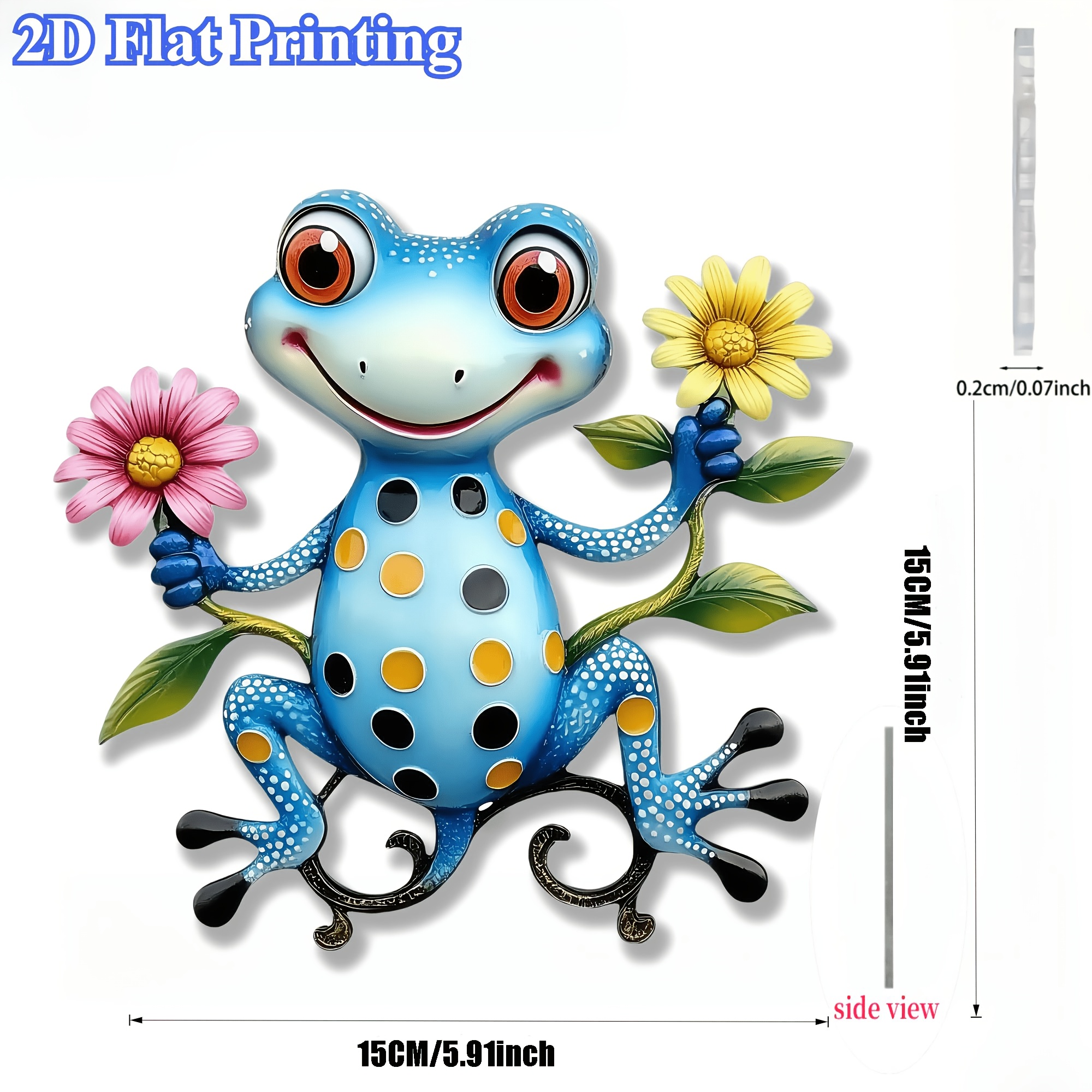 TEMU 2d Flat - [2d Flat] A 2d Flat Printing Bohemian Style Acrylic Cute Blue Chicken Lizard Wall Art Decoration - Patio-garden, Yard, Living Room And