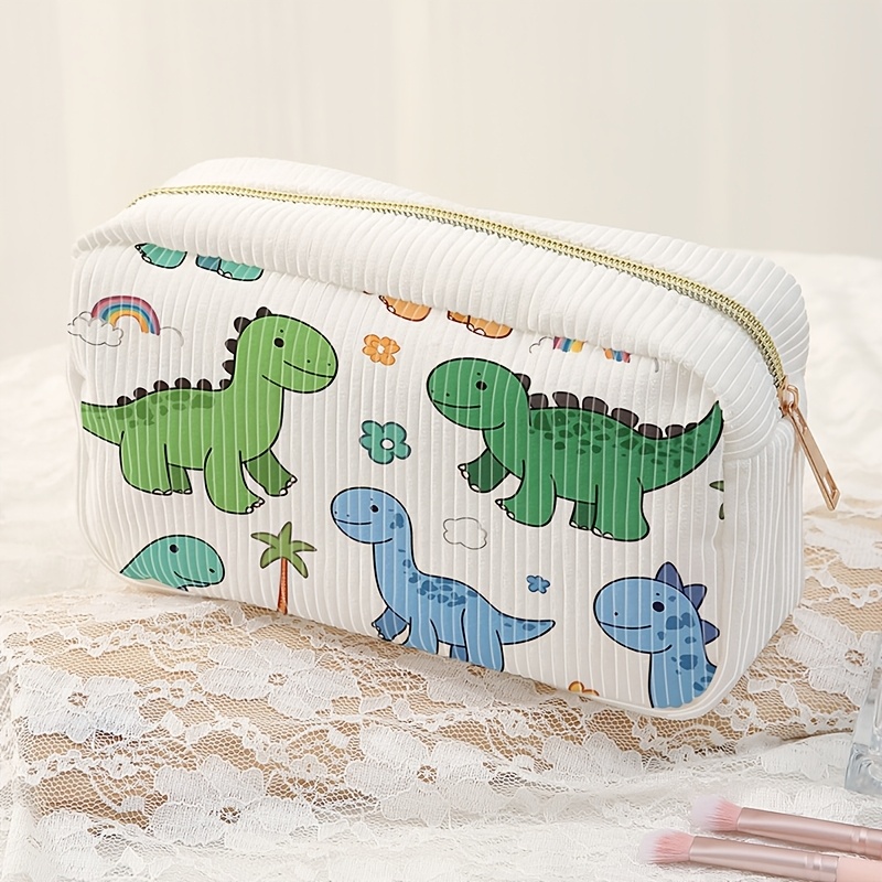 blue green dinosaur pattern printed makeup bag portable Temu