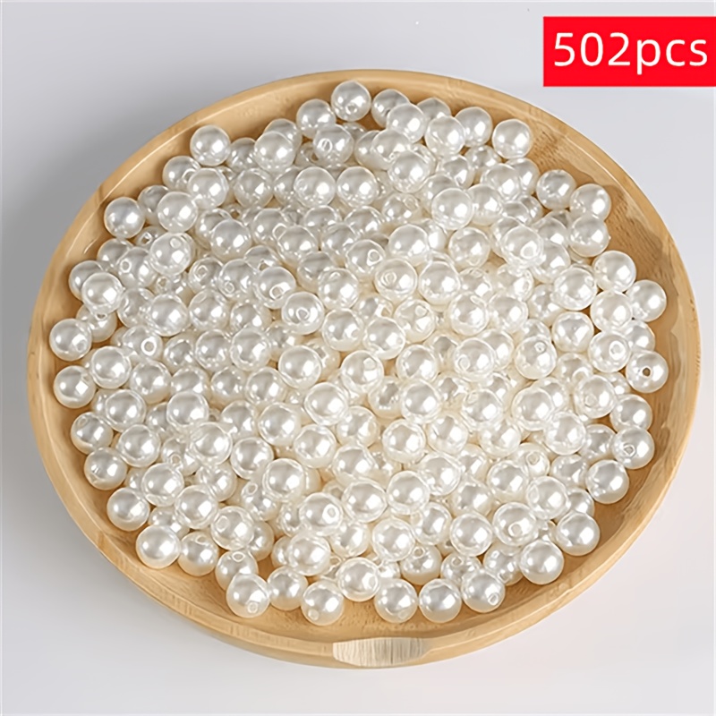 Image of 502pcs 8mm Acrylic Beige Round Beads, Cute And Exquisite Beads, Versatile Bracelets, Necklaces, Rings, And Phone Chains, Small Gift Vases, Filling Materials