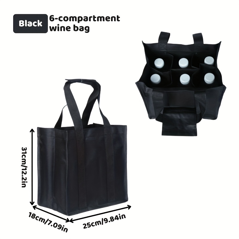 Image of Sturdy Wine Carrier For 6 Bottles Featuring A Reinforced Base And Handles – Supports Up To 10kg, Collapsible And Non-woven Suitable For Beer, Wine, Groceries, Travel, And Picnics